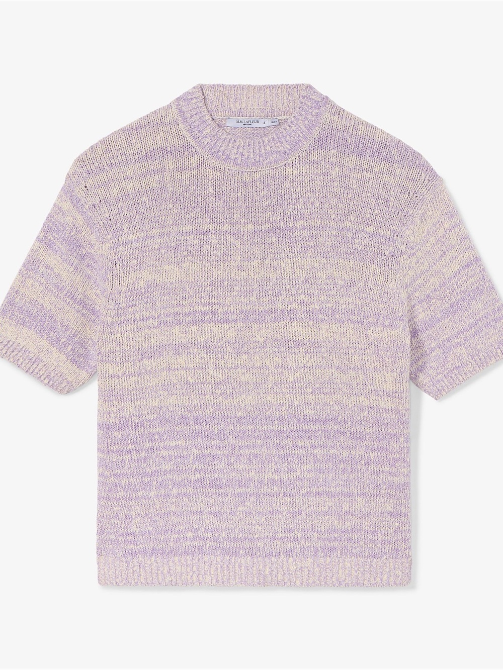 MM Lafleur Alexis Top Mockneck Knit Boucle Size L Lilac/White